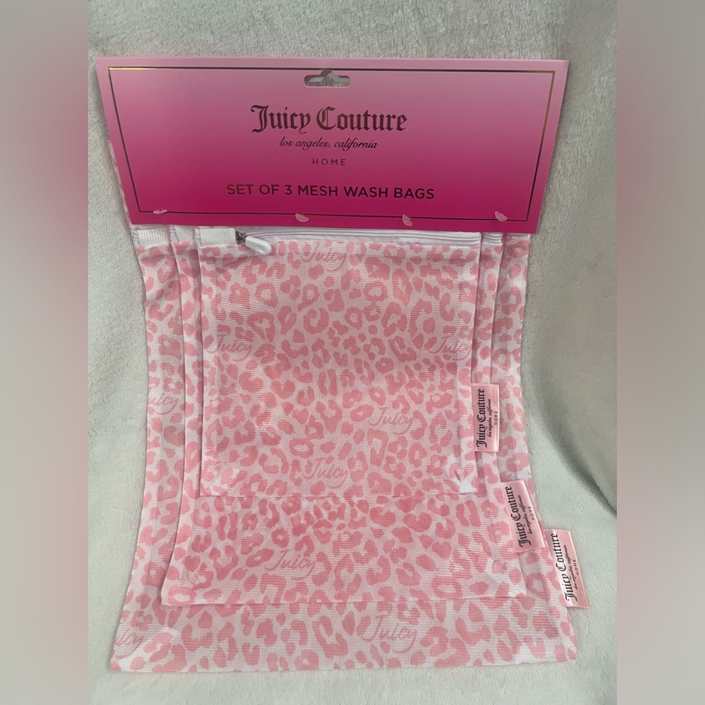 ✨ Juicy Couture Pink Leopard 3-Piece Mesh Laundry Bag Set ✨
